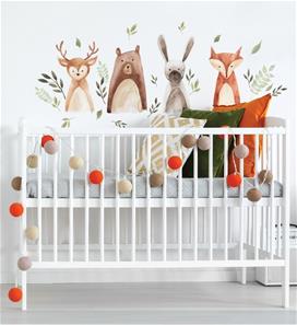 Akvarelliväriset Metsän eläimet seinätarrat