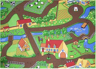 Käännettävä Farm Life/Makea kaupunki automatto 95x133 cm-3