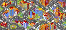 Autoleikkimatto Big City 140 x 200 cm