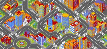 Autoleikkimatto Big City 140 x 200 cm
