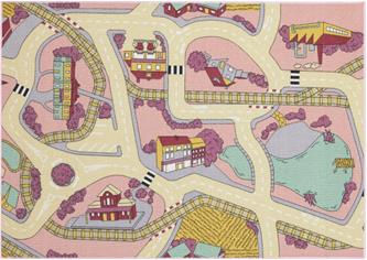 Autoleikkimatto "playtime" - Vaaleanpunainen 95 x 133 cm