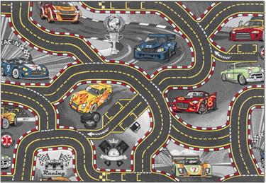 Autoleikkimatto ''Racers'' 95 x 133 cm, Antrasiitti
