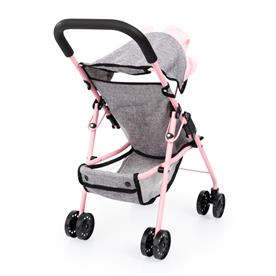 Bayer Design Buggy Nukke sateenvarjorattaat, harmaa/vaaleanpunainen-4