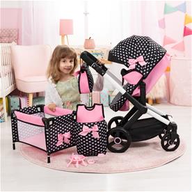 Bayer Design Combi nukkevaunut XEO deluxe, musta/vaaleanpunainen-12