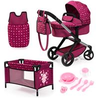 Bayer Design Combi nukkevaunut XEO deluxe Set, tummanpunainen