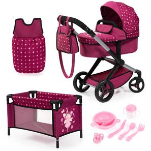 Bayer Design Combi nukkevaunut XEO deluxe Set, tummanpunainen