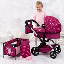 Bayer Design Combi nukkevaunut XEO deluxe Set, tummanpunainen-2