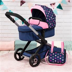 Bayer Design Combi Nukkevaunut XEO, sininen/vaaleanpunainen-2