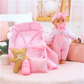 Bayer Design Doll -nukkesetti, nukke (28 cm) ja kantosänky-3