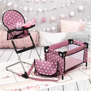 Bayer Design Doll syöttötuoli ja matkasänky + lisävarusteet-8