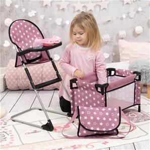 Bayer Design Doll syöttötuoli ja matkasänky + lisävarusteet-9