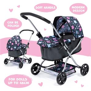 Bayer Design Go nukenvaunut tähtikuvioilla, sininen/pinkki-4