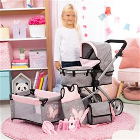 Bayer Design Kombi Milano Nukenvaunut Mega Set, harmaa/vaaleanpunainen-15