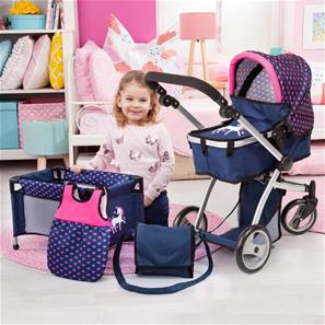 Bayer Design Kombi Milano Nukkevaunut Mega Set, sininen-3