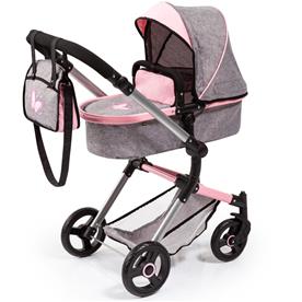 Bayer Design NEO VARIO Combi Nukenvaunut, harmaa/vaaleanpunainen
