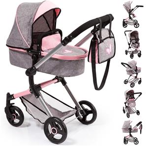 Bayer Design NEO VARIO Combi Nukenvaunut, harmaa/vaaleanpunainen-2