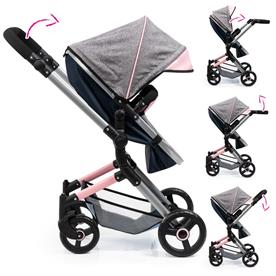 Bayer Design NEO VARIO Combi nukenvaunut, harmaa/vaaleanpunainen/musta-4