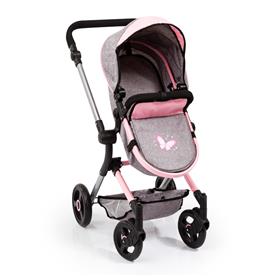 Bayer Design NEO VARIO Combi nukkevaunut, harmaa/vaaleanpunainen-11