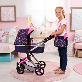 Bayer Design NEO VARIO Combi Nukkevaunut, tummansininen/vaaleanpunainen-12