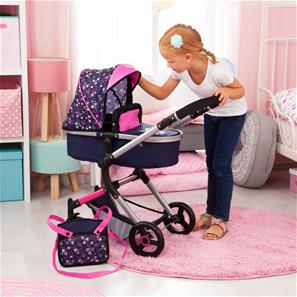 Bayer Design NEO VARIO Combi Nukkevaunut, tummansininen/vaaleanpunainen-13