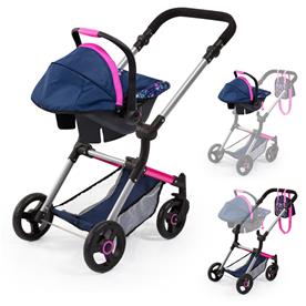 Bayer Design NEO VARIO Combi Nukkevaunut, tummansininen/vaaleanpunainen-4