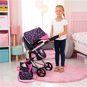 Bayer Design NEO VARIO Combi Nukkevaunut, tummansininen/vaaleanpunainen-5