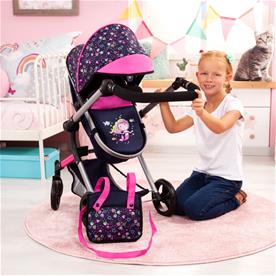 Bayer Design NEO VARIO Combi Nukkevaunut, tummansininen/vaaleanpunainen-8