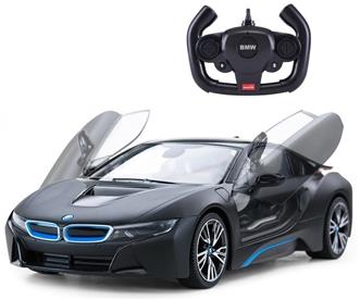 BMW i8 kauko-ohjattava auto 1:14 Musta (kauko-ohjattavat ovet)