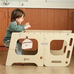 Classic World 2-in-1 keittiötorni / -pöytä, puinen tuoli-4