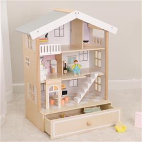 Classic World Happy Villa puinen nukkekoti lisävarusteineen-2