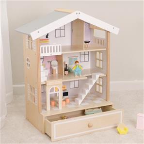 Classic World Happy Villa puinen nukkekoti lisävarusteineen-2