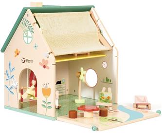 Classic World Kukkamökki Puinen nukkekoti tarvikkeineen