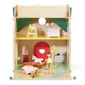 Classic World Kukkamökki Puinen nukkekoti tarvikkeineen-2