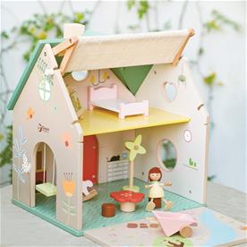 Classic World Kukkamökki Puinen nukkekoti tarvikkeineen-4