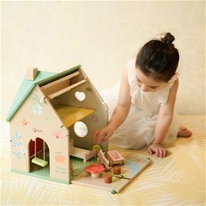 Classic World Kukkamökki Puinen nukkekoti tarvikkeineen-7