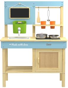 Classic World Outdoor Puinen leikkikeittiö tarvikkeineen