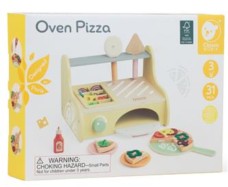 Classic World puinen leikkipizzauuni-7