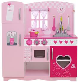 Classic World vaaleanpunainen puinen leikkikeittiö