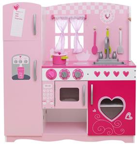 Classic World vaaleanpunainen puinen leikkikeittiö