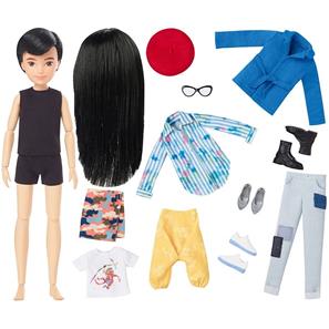 Creatable World Deluxe -nukke - mustat suorat hiukset-3