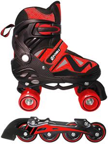 Double 2-in-1 Inline Skates / Side By Side rullaluistimet, punainen