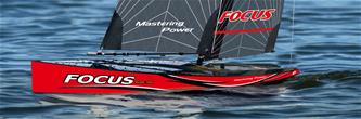 Focus V3 RC-purjevene – Suuri 2,4 GHz:n RTR-jahti FlySky i6, punainen-3