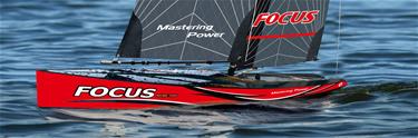 Focus V3 RC-purjevene – Suuri 2,4 GHz:n RTR-jahti FlySky i6, punainen-3