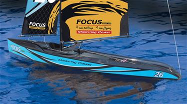 Focus V3 RC -purjevene – Suuri 2,4 GHz:n RTR-jahti FlySky i6, sininen-2