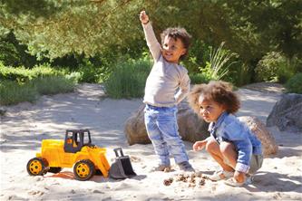 GIGA TRUCKS Eco Giant Kaivinkone -potkuauto Musta/Keltainen, 63 cm.-2