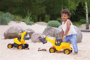 GIGA TRUCKS Eco Giant Kaivinkone -potkuauto Musta/Keltainen, 63 cm.-3