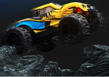 Guokai MonsterTruck 1:16 4WD kauko-ohjattava 2.4Ghz 35km/h keltainen-6