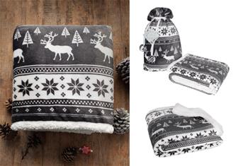 Joulu Coral Fleecepeitto - 150 x 200 cm, tummanharmaa-3