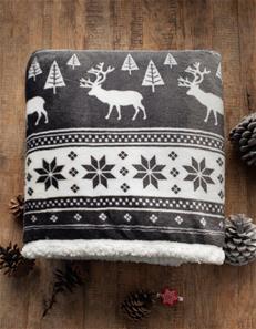 Joulu Coral Fleecepeitto - 150 x 200 cm, tummanharmaa-4