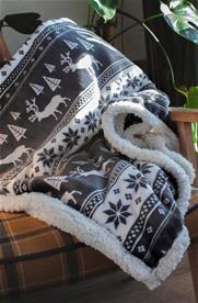 Joulu Coral Fleecepeitto - 150 x 200 cm, tummanharmaa-5